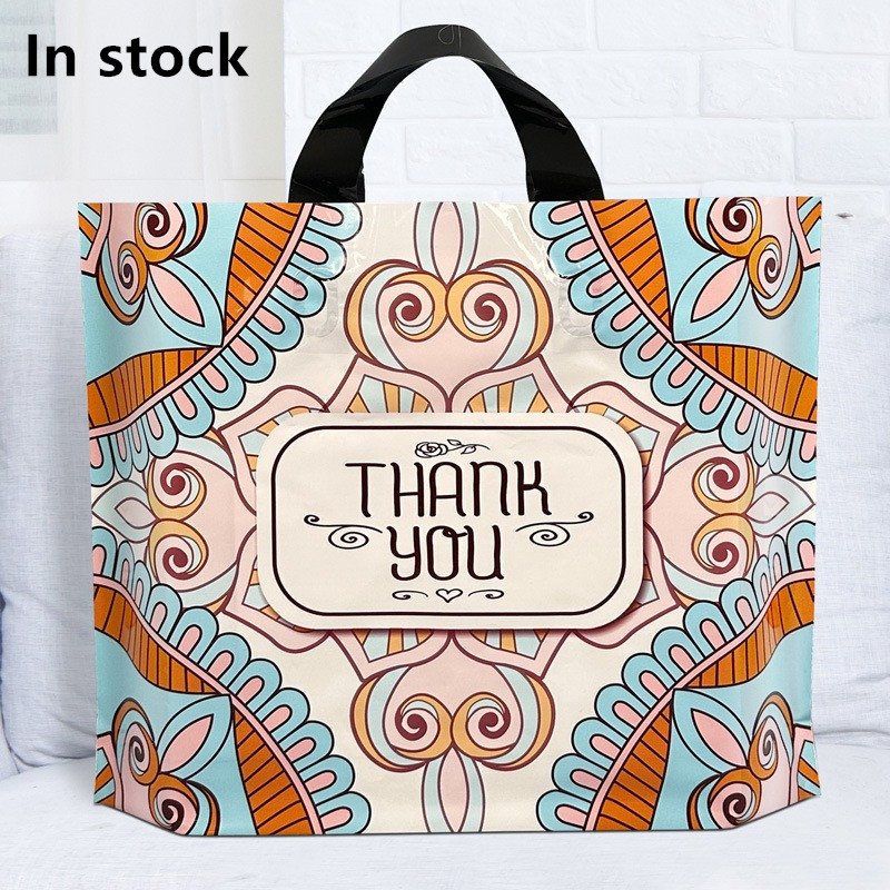 HDPE Bag Custom Retail Shopping Plastic Bag plastic machine making bag Thank You For Boutique Gift Suit Packaging with Handle