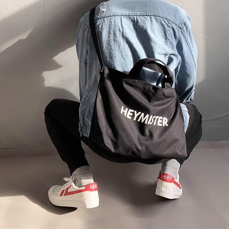 Fashion Simple Square Cotton Canvas Tote Bag with Adjustable Strap