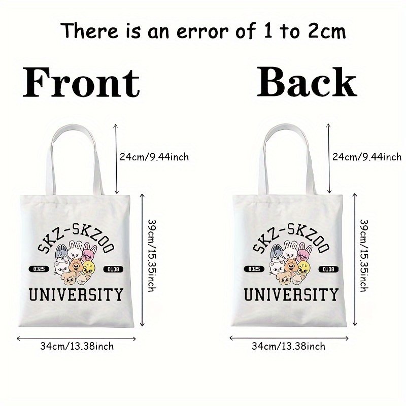 1 pc SKZ-Skzoo pattern Tote Canvas Personalized Shoulder Bag For Travel Women's Reusable Shopping Bag With Custom Printed Logo