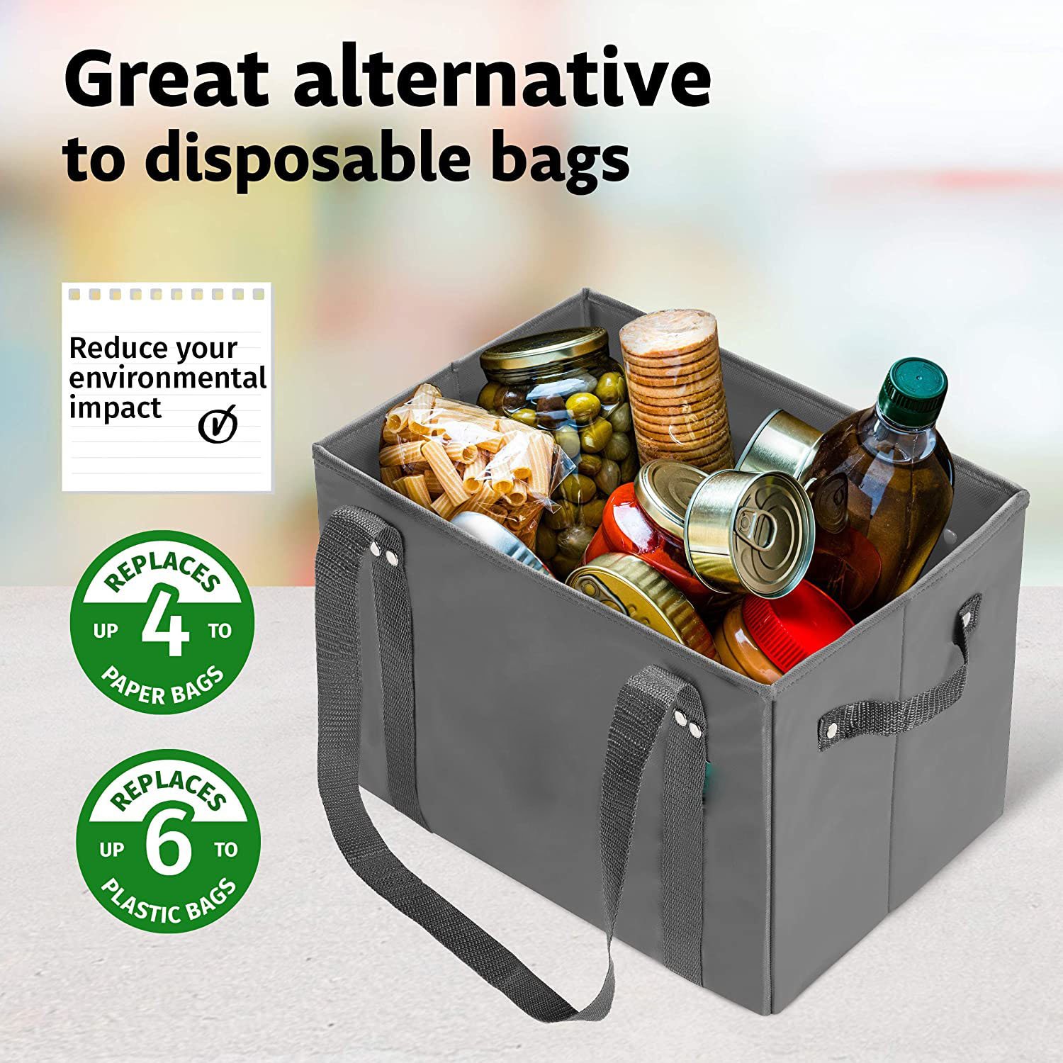 Reusable Grocery Bags Heavy Duty Foldable Washable Canvas Tote Shopping Basket Box Bag Basket