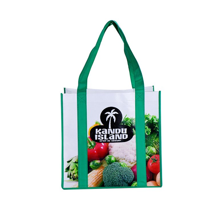 Heavy Duty Grocery Tote bags With Reinforced Long Handles To The Bottom shopping Pp Non Woven With Pocket Custom Logo Print