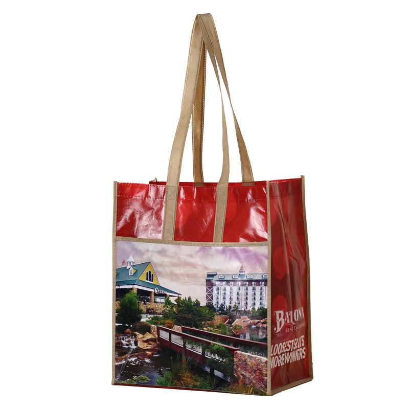 Heavy Duty Grocery Tote bags With Reinforced Long Handles To The Bottom shopping Pp Non Woven With Pocket Custom Logo Print