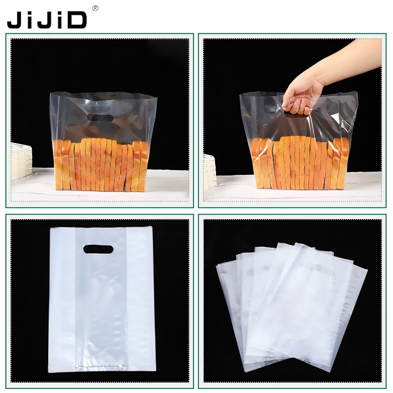 JIJID Transparent Tshirt Bag Plastic Shopping Bags Bread Pack Ldpe Clear Plastic Bag Die-cut Custom Packaging With Handle