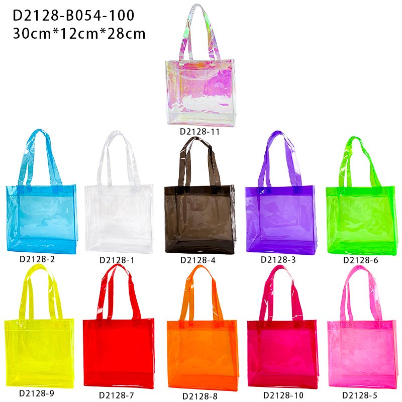 Reusable Transparent Pvc Handbag Fashion Shopping Bags With Logos Plastic Shopping Tote Bag Large PVC Plastic Beach Bag