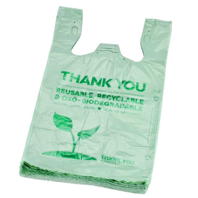 Factory Price eco nylon biodegradable shopping plastic bag t-shirt bag with printing