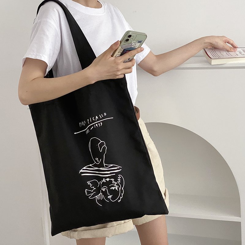 8oz Custom Logo Promotional Tote Shopping Canvas Organic Cotton Bags