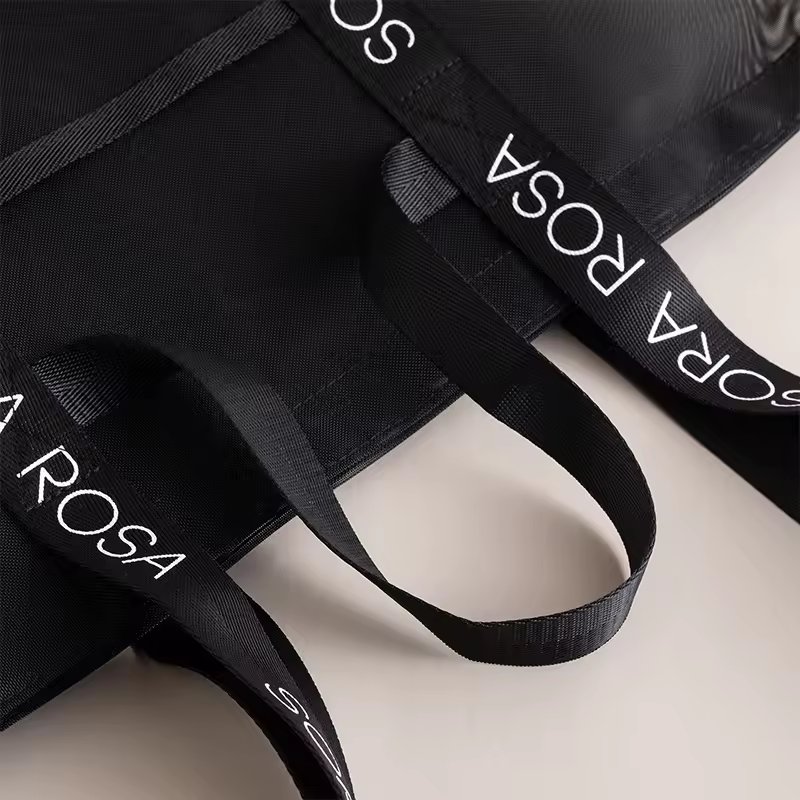 Custom Logo Women Female Clothing Store Reusable Carrying Durable Tote Nylon Net Mesh Shopping Bag