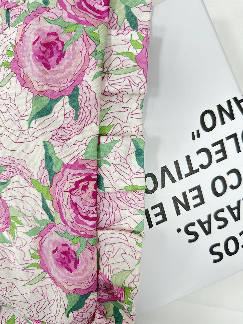 2024 Original Design 100% Cotton Flora Printed With Zipper And Pocket Reversible Tote Bags