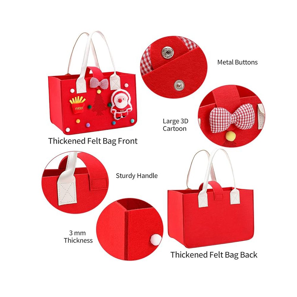 Wholesale Felt Candy Gift Bag Premium Felt Gift Tote Bags Christmas Shopping Bag With Ornaments