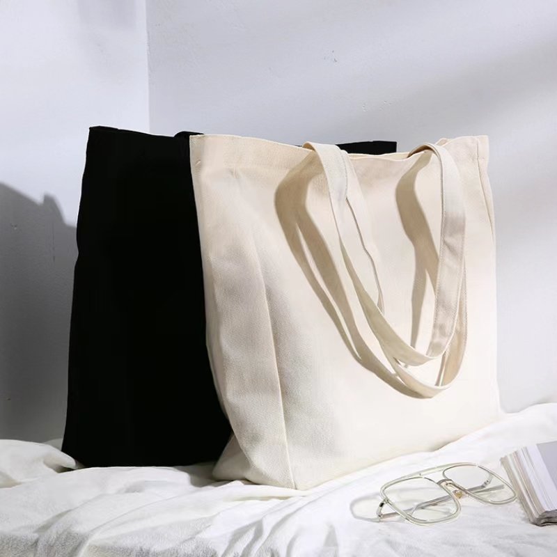 Wholesale Cotton Canvas Women Shoulder Bag Grocery Foldable Eco Handbags Casual Reusable Shopping Bag Lady Tote Bags Large