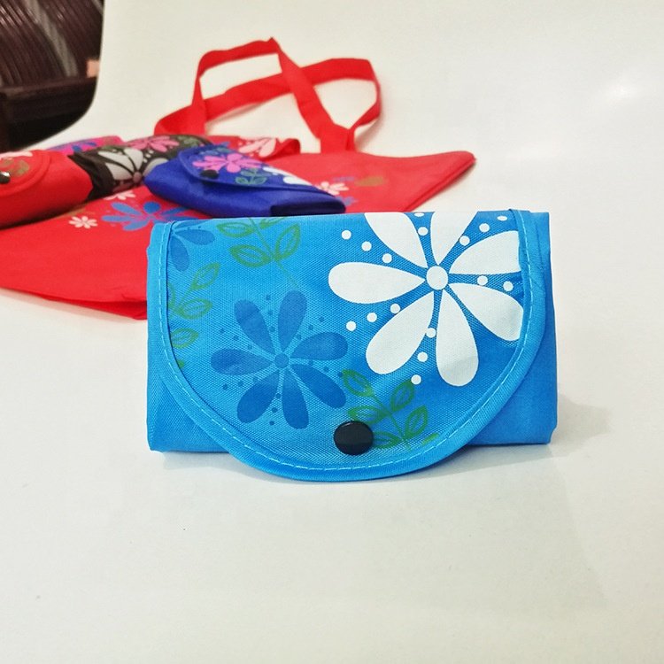 Custom Folding Flower Design Recyclable Polyester Waterproof Portable Shopping Bag Custom Grocery Shopping Vegetable Market