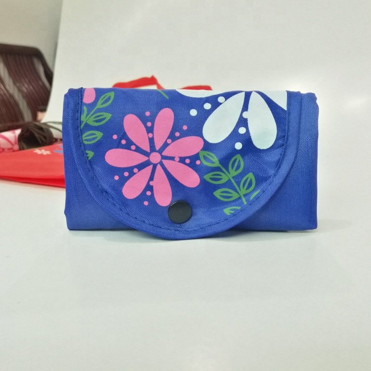 Custom Folding Flower Design Recyclable Polyester Waterproof Portable Shopping Bag Custom Grocery Shopping Vegetable Market