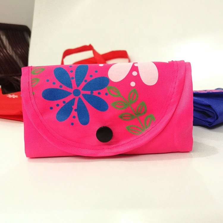 Custom Folding Flower Design Recyclable Polyester Waterproof Portable Shopping Bag Custom Grocery Shopping Vegetable Market