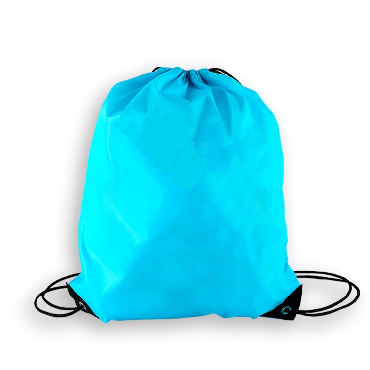 Multi color logo foldable plain eco friendly nylon drawstring shopping bag