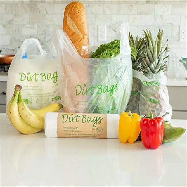 100% biodegradable plastic T-shirt shopping bag with good price and fast shipment