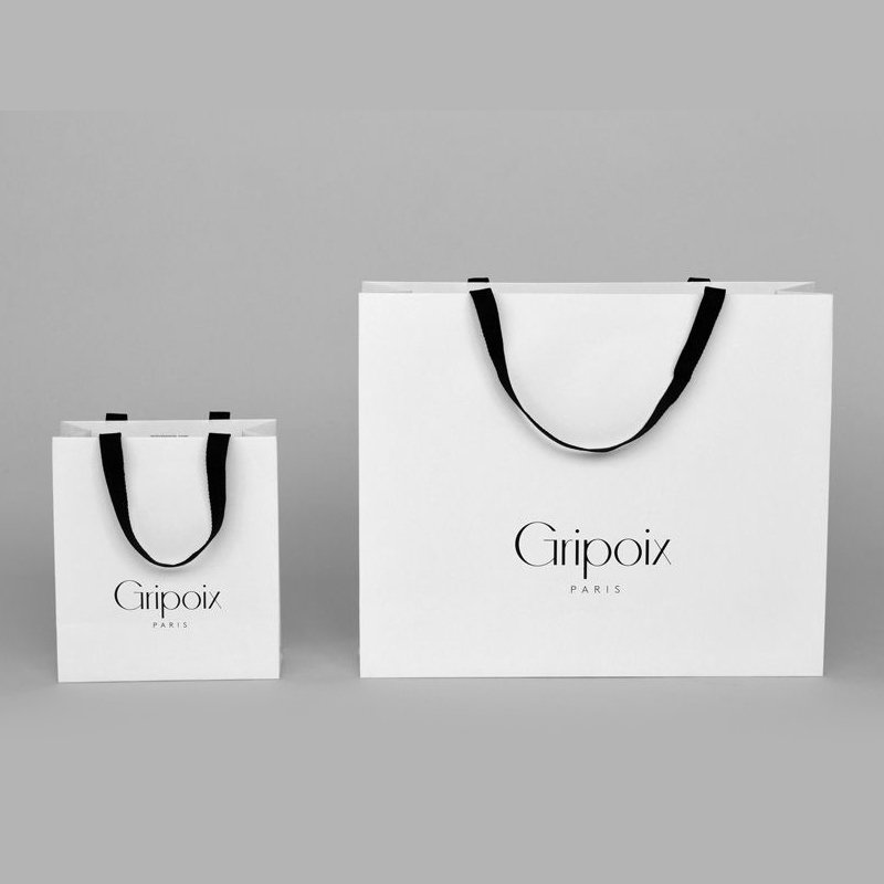 Custom Logo Printed Eco Ribbon Handle Clothing Paper Bag Gift Shopping Bag Paperbag