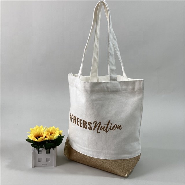 Biodegradable Shopping Bag Wholesale Custom Printed Tote And Shopping Bags Cotton Canvas Shopping Tote Bag With Pouch