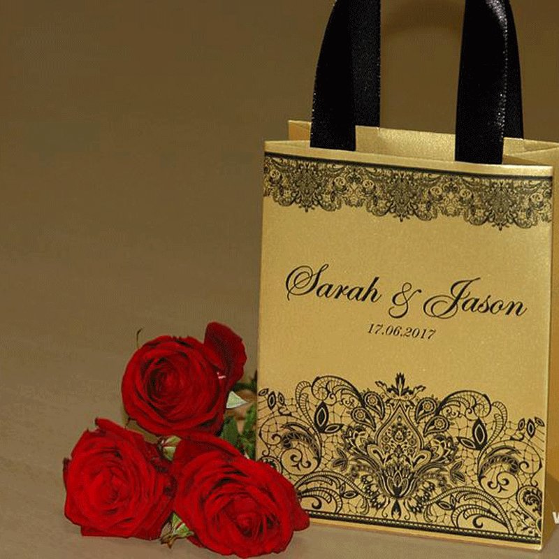 Luxury Gift Paper Bag Custom Made Printed Logo Jewelry Packaging Kraft Shopping Paper Bag With Ribbon Handles