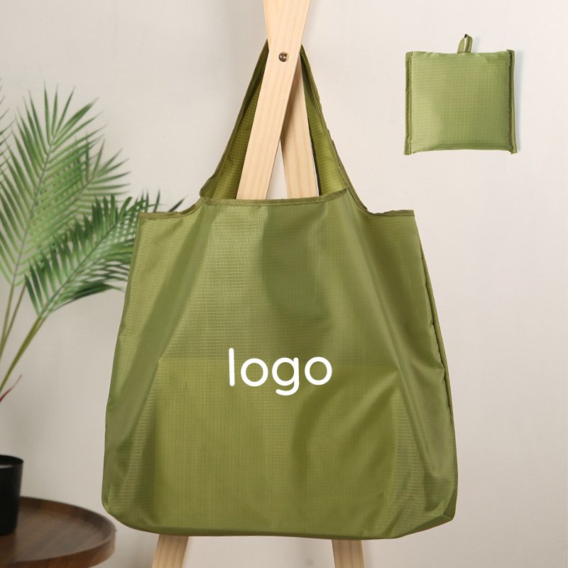 Wholesale Custom Easy Carry Shopping Bag Nylon Reusable Foldable Grocery Tote Bag Heavy Duty Expandable Folding Tote Bag