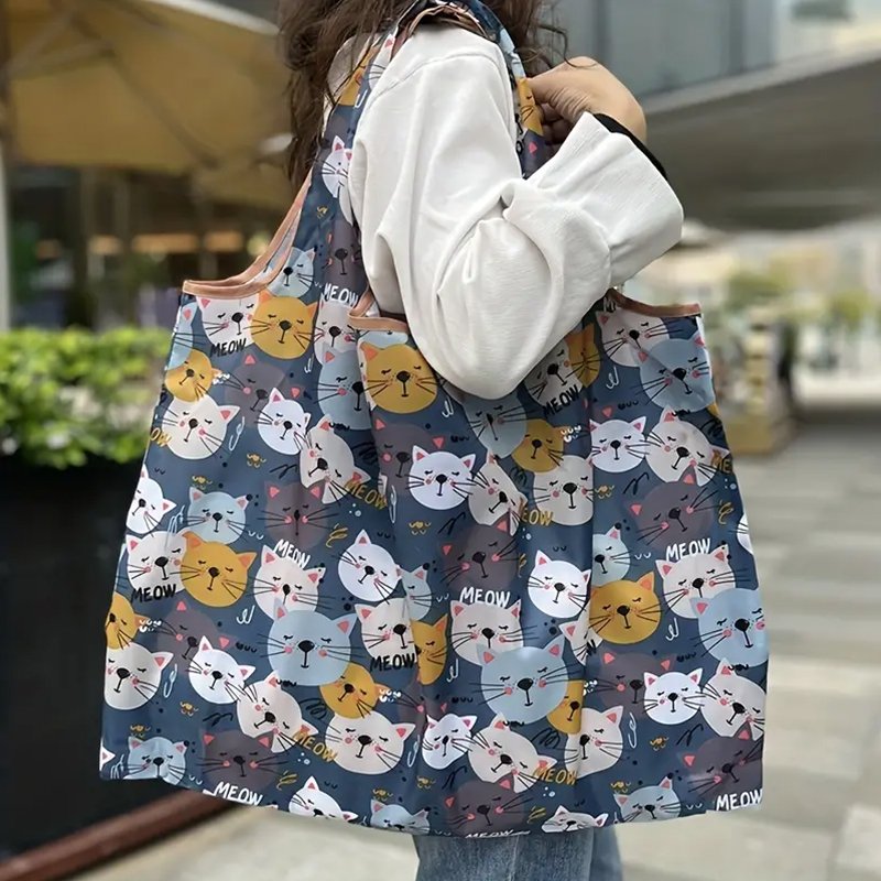 Wholesale Custom Easy Carry Shopping Bag Nylon Reusable Foldable Grocery Tote Bag Heavy Duty Expandable Folding Tote Bag