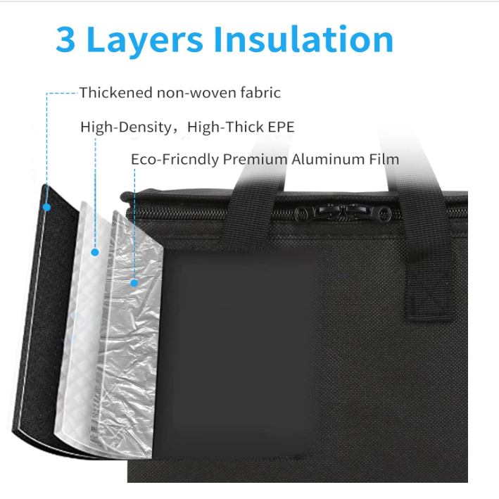 Large Insulated Pizza Delivery Bag 20 x 20 Inches for Food 50.8 x 50.8 cm Premium Shopping Bag