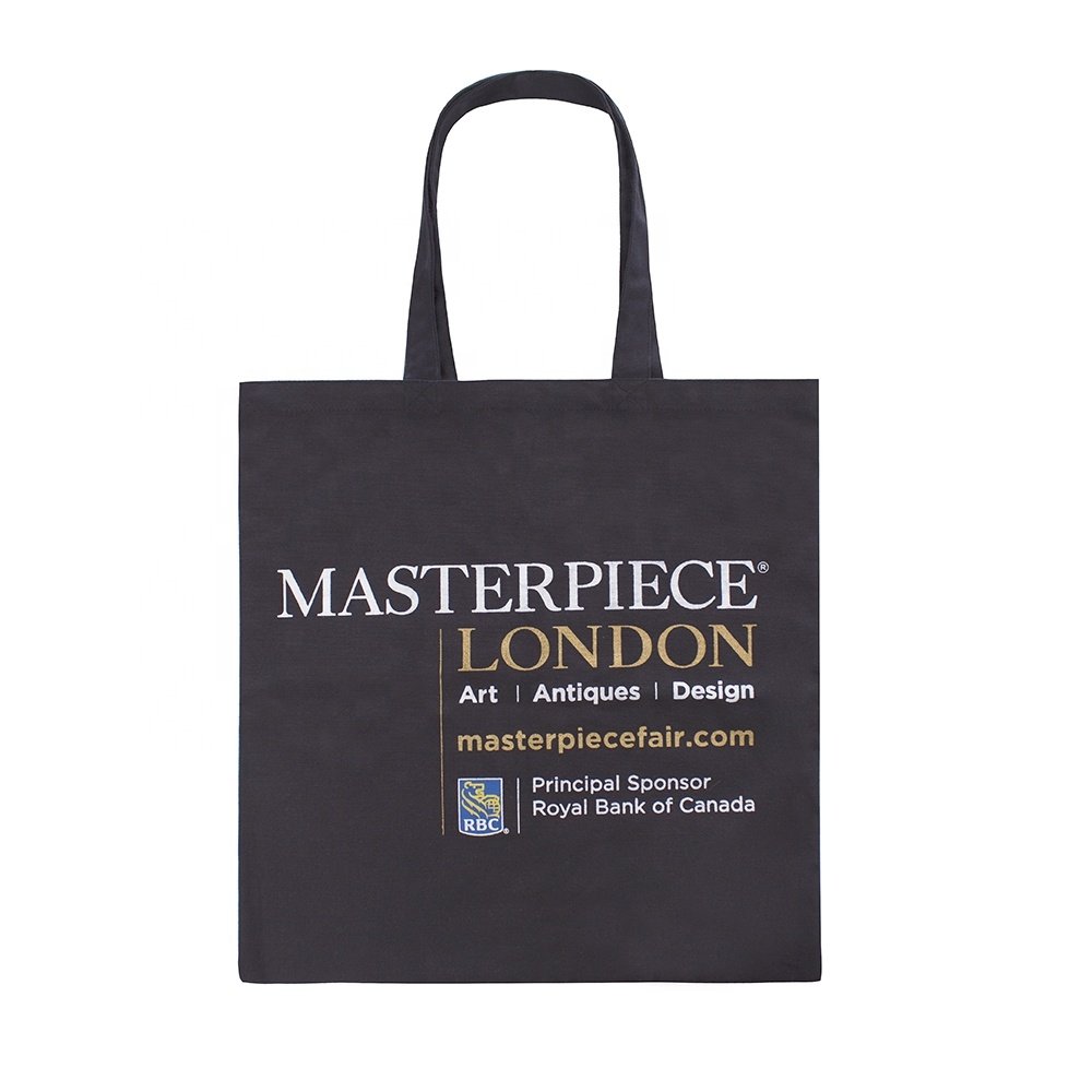 Wholesale Fashionable Unisex Printed Cotton Cloth Shopping Bag Small Size Canvas Lining Leather Straps Open Reusable Logo