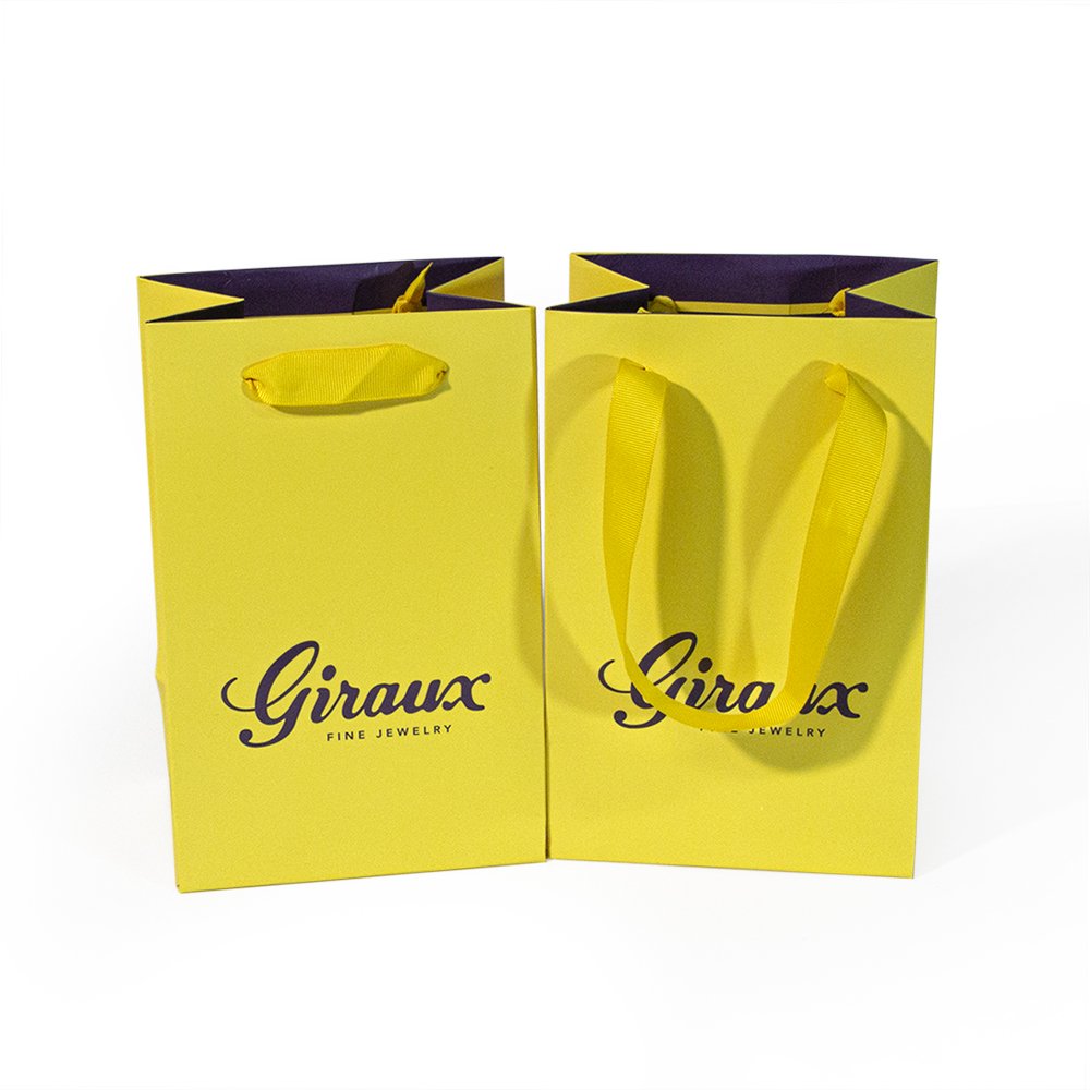 Luxury ribbon handle boutique shopping packaging customized printed euro tote paper gift bags with logo