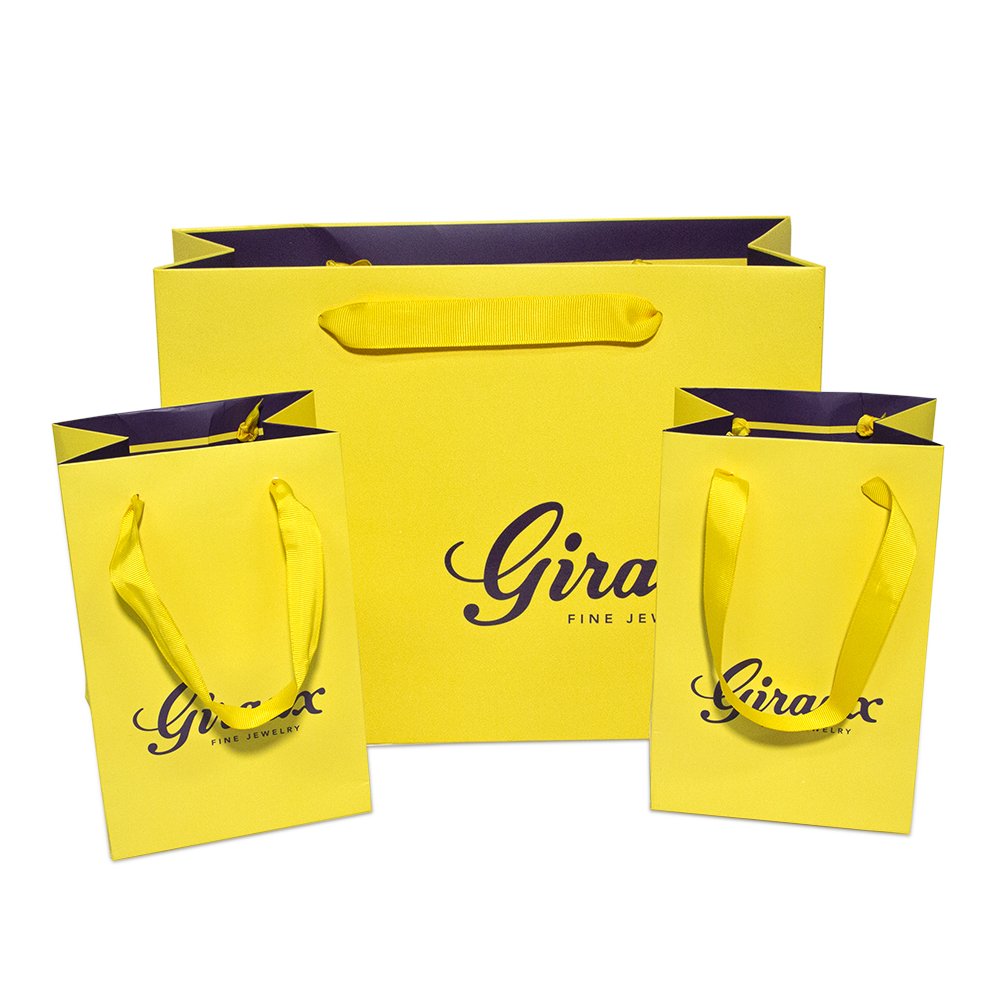 Luxury ribbon handle boutique shopping packaging customized printed euro tote paper gift bags with logo