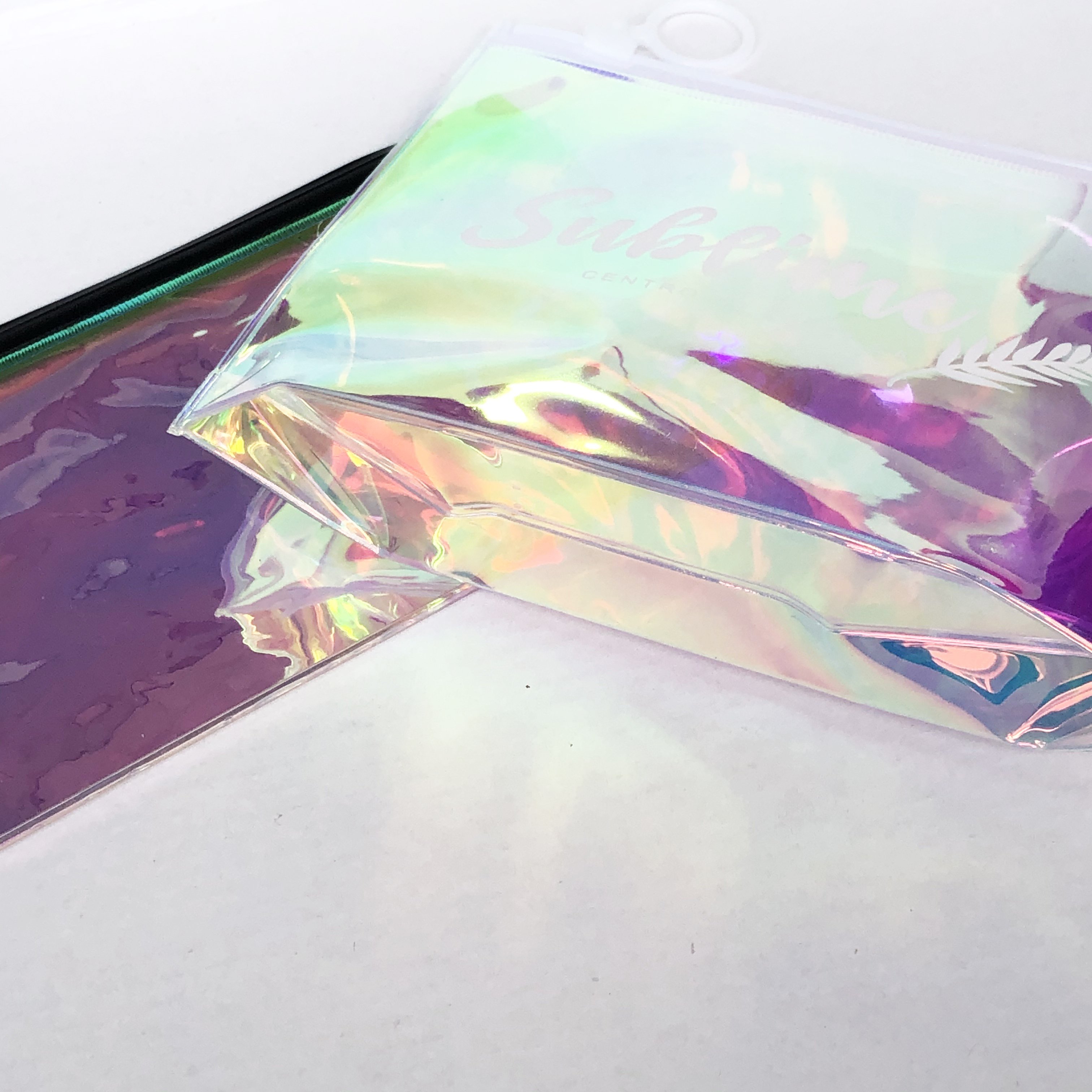 fashion design shopping handle bag with custom printing logo shiny laser biodegradable pvc reusable shopping bag