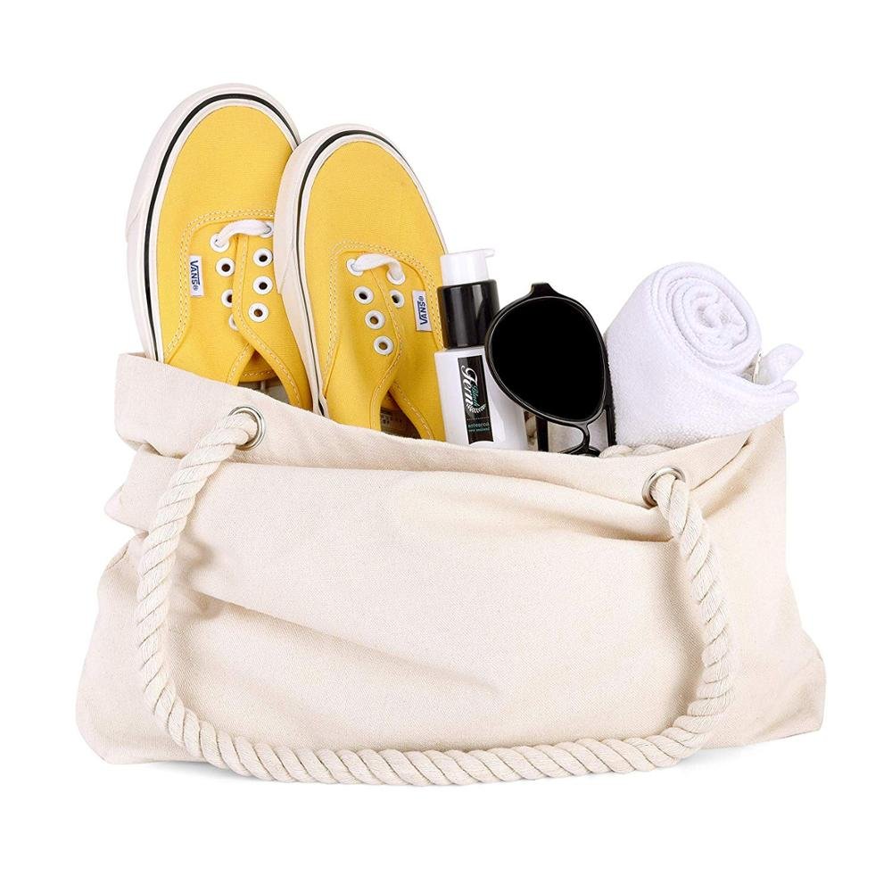 Reusable Foldable Shopping Canvas Cotton Bags With Rope Handle Plain Women Cotton Tote Bag Custom Printing Your Own Logo