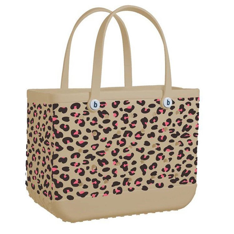 Factory custom printing logo pink shopping bag leopard design summer high capacity waterproof large eva beach tote handbag