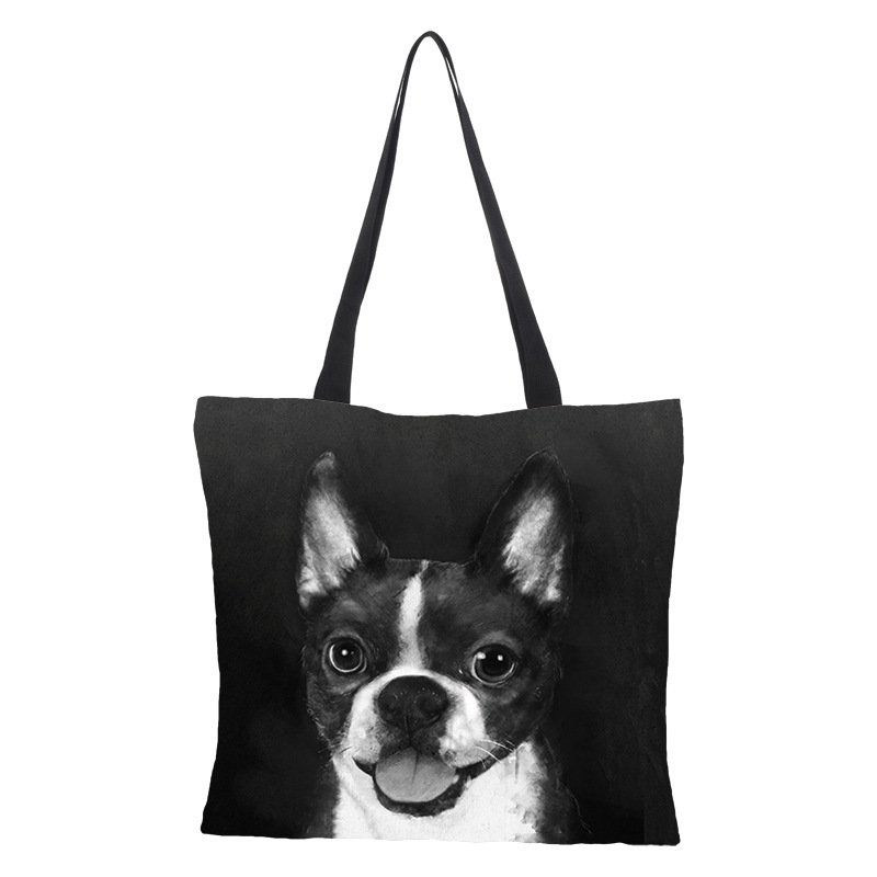 Creative Flower Pet Dog Print Bag Shopping Bag Graphic Tote Harajuku Shopper Women Shoulder Bag Funny Eco Large Capacity