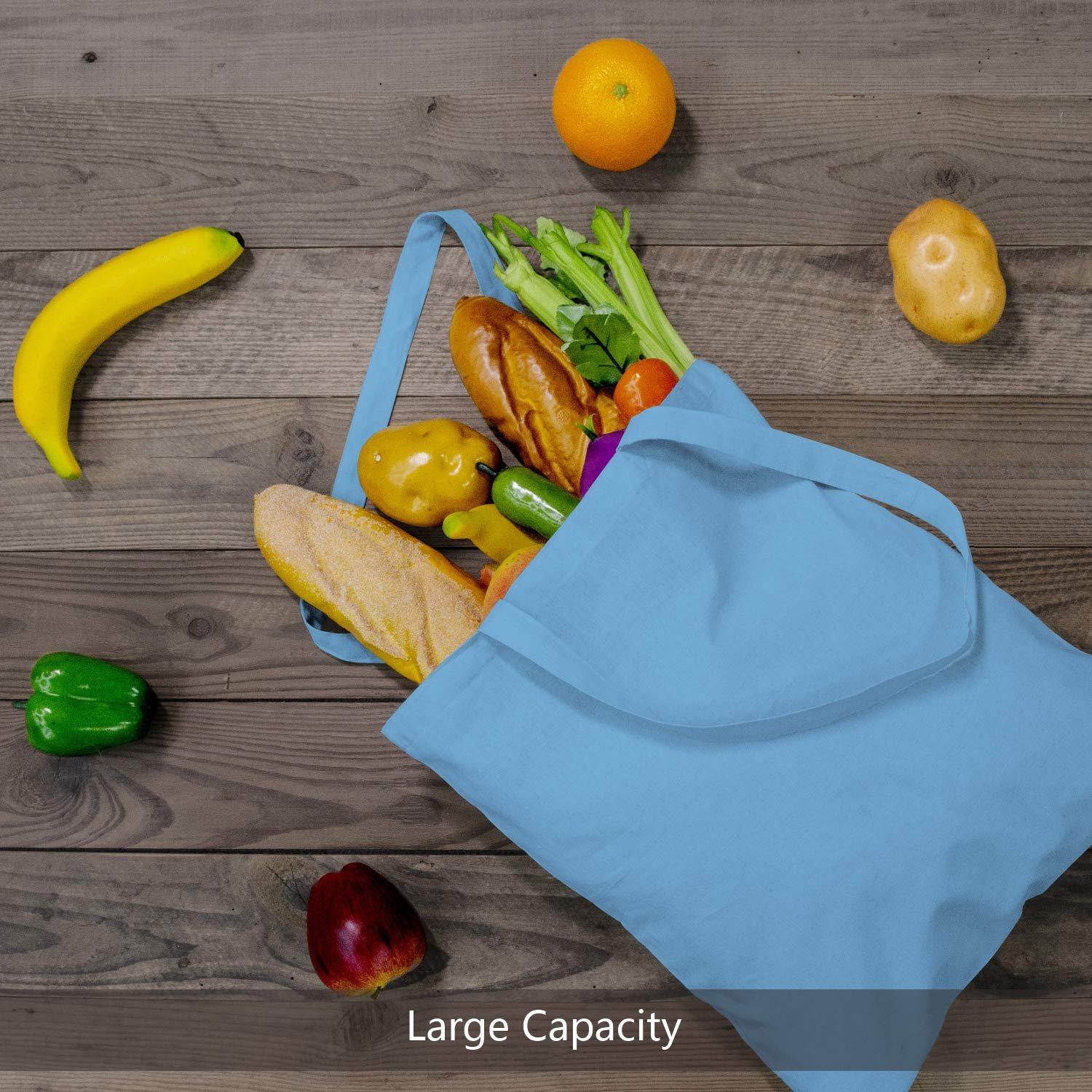 China Factory eco friendly Personalized Sky Blue Hot Selling Natural Cotton Bag Recycled Cotton Bag