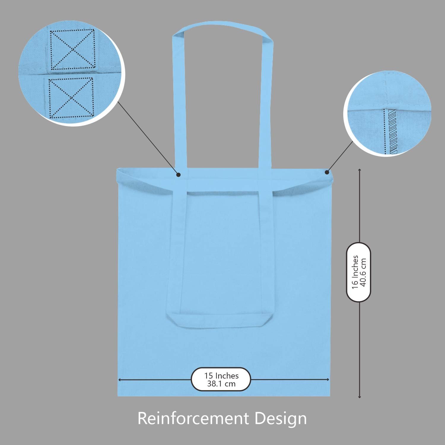 China Factory eco friendly Personalized Sky Blue Hot Selling Natural Cotton Bag Recycled Cotton Bag