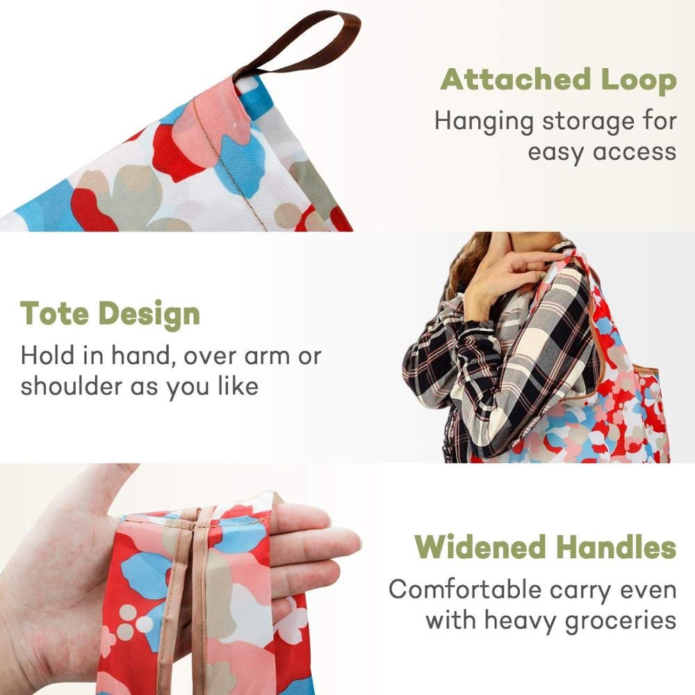 Washable Compact Reusable Grocery Bags Fold Up Shopping Bags for Purse Cute Shopping Tote Bags