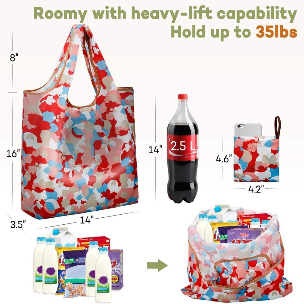 Washable Compact Reusable Grocery Bags Fold Up Shopping Bags for Purse Cute Shopping Tote Bags