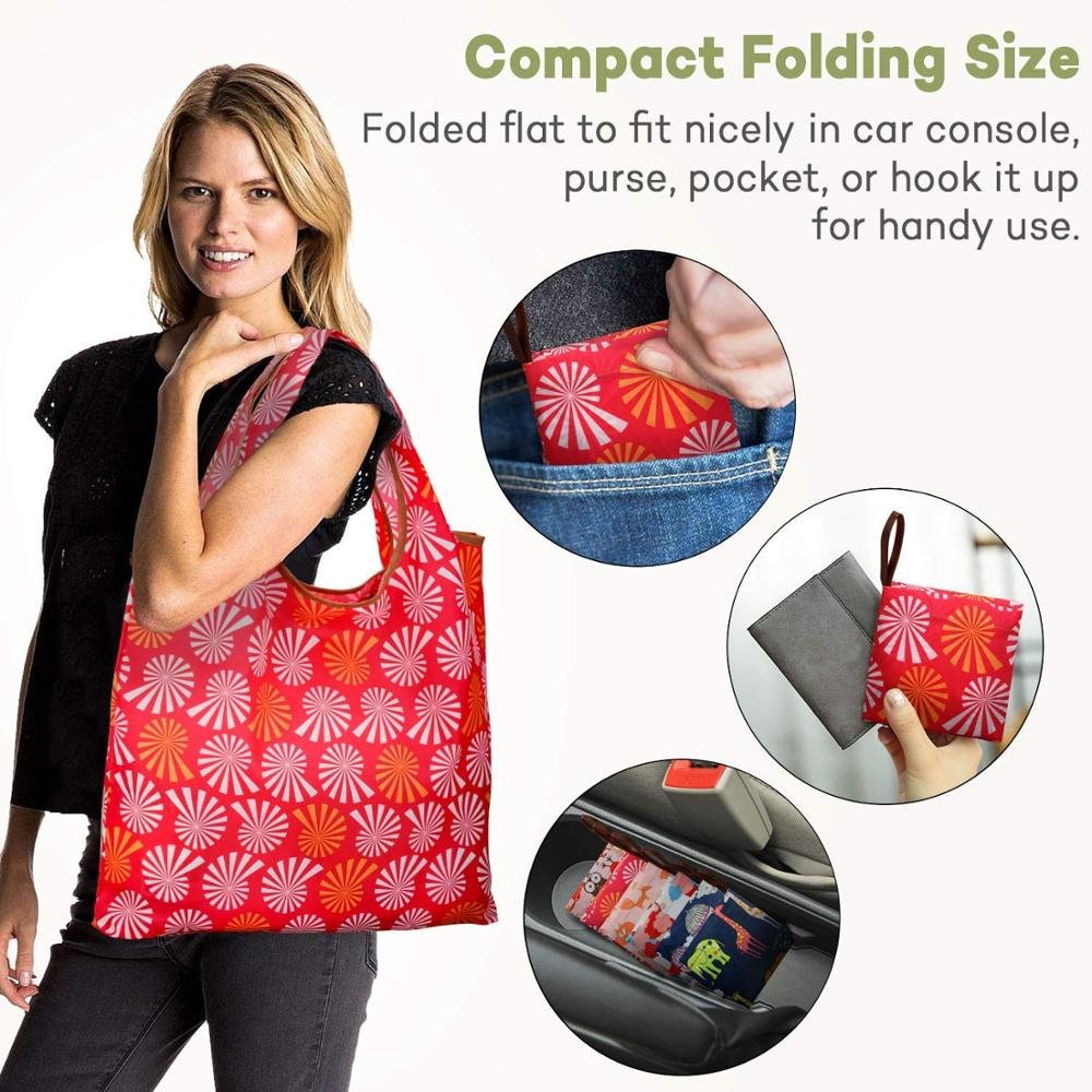 Washable Compact Reusable Grocery Bags Fold Up Shopping Bags for Purse Cute Shopping Tote Bags