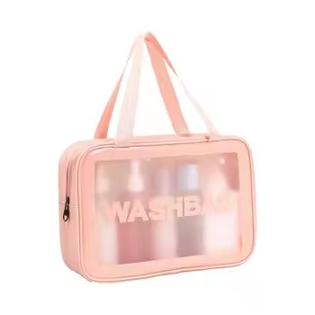 Cheap Manufacturer Custom Logo Zipper Pink Women Toiletry Cosmetic Travel Storage Clear Zipper PVC PU Bag