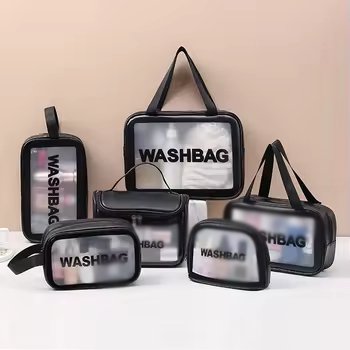 Cheap Manufacturer Custom Logo Zipper Pink Women Toiletry Cosmetic Travel Storage Clear Zipper PVC PU Bag