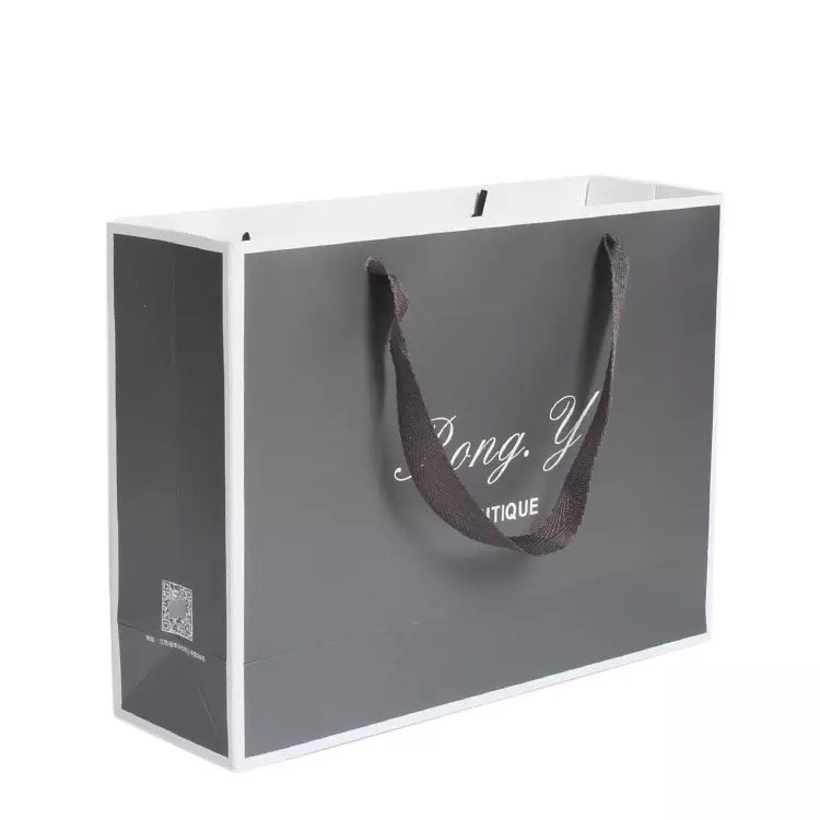 Custom Logo Fancy Shopping Bag For Cosmetic Perfume Jewelry Product Paper Bag With Ribbon