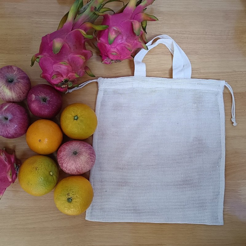 Zero Waste Organic Cotton Reusable Produce Mesh Bag For Fruits And Vegetable Mesh Net Bag Eco Friendly Reusable Shopping Bag
