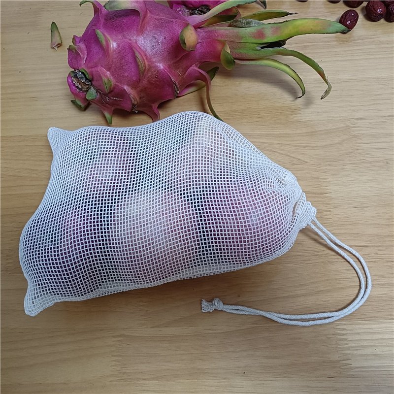 Zero Waste Organic Cotton Reusable Produce Mesh Bag For Fruits And Vegetable Mesh Net Bag Eco Friendly Reusable Shopping Bag