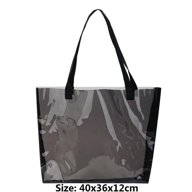 Women transparent PVC shopping bag tpu clear large shoulder handbag plastic tote bag