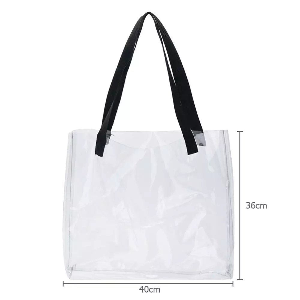 Women transparent PVC shopping bag tpu clear large shoulder handbag plastic tote bag