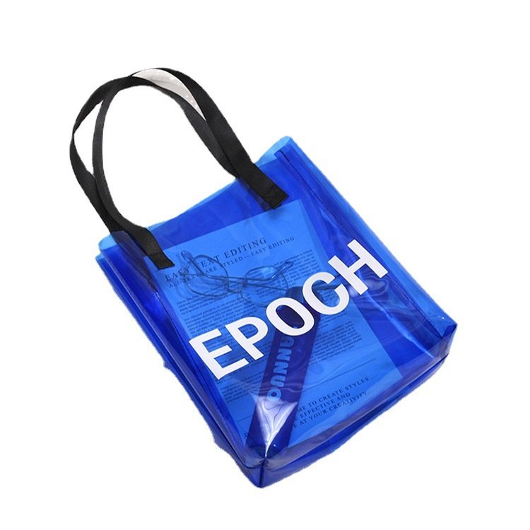 Custom transparent pvc handbag colored jelly pvc shoulder handbag color printing gift shopping bag waterproof beach bag