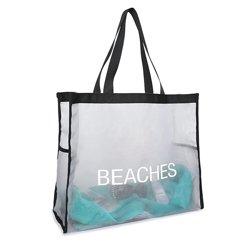 Summer hot selling extra large capacity reusable grocery mesh beach tote shopping bag with custom logo