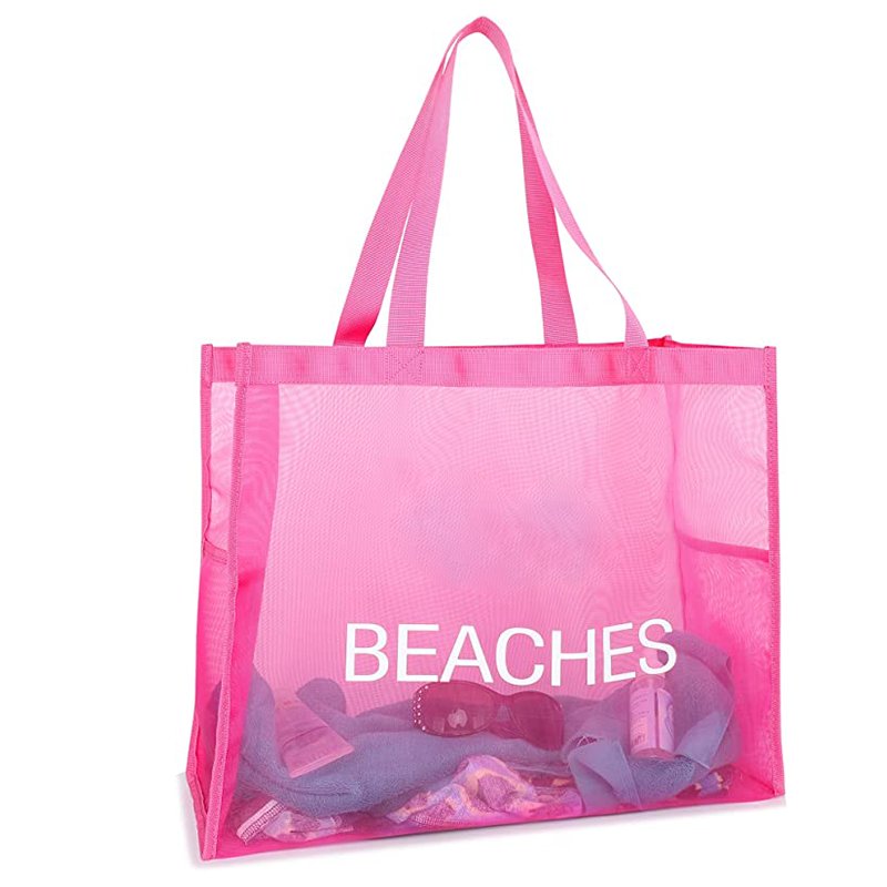 Summer hot selling extra large capacity reusable grocery mesh beach tote shopping bag with custom logo