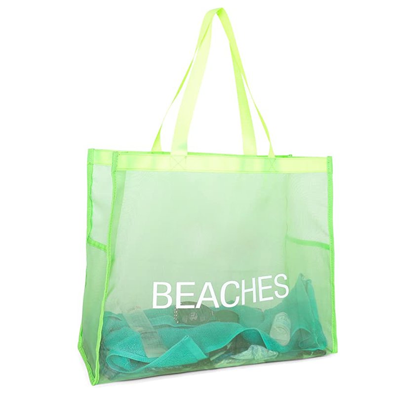Summer hot selling extra large capacity reusable grocery mesh beach tote shopping bag with custom logo