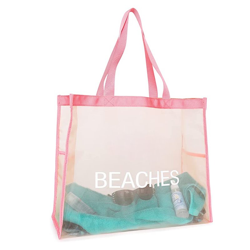 Summer hot selling extra large capacity reusable grocery mesh beach tote shopping bag with custom logo