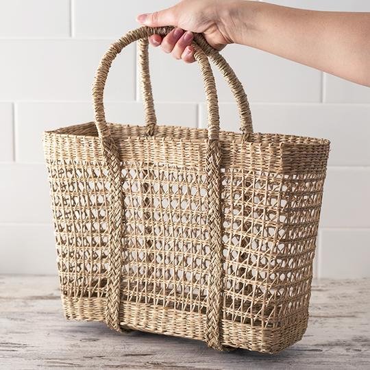 Wholesales Vietnam Natural Sea grass Big Tote bag Holiday Hollow out Shopping bags Ladies Fashion bags for women